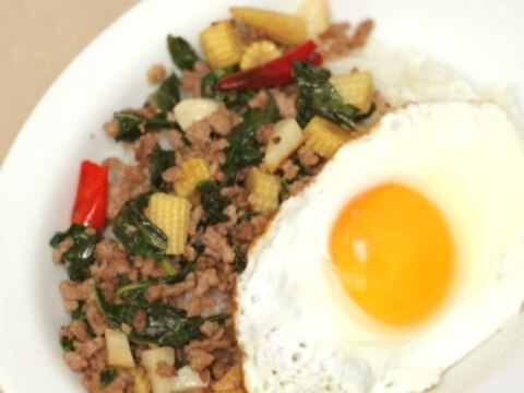 超簡単ガパオ☆タイ風ひき肉とバジル炒め
